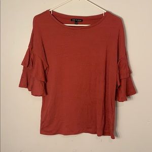 Cable & Gauge Salmon Pink Bell Sleeve Top